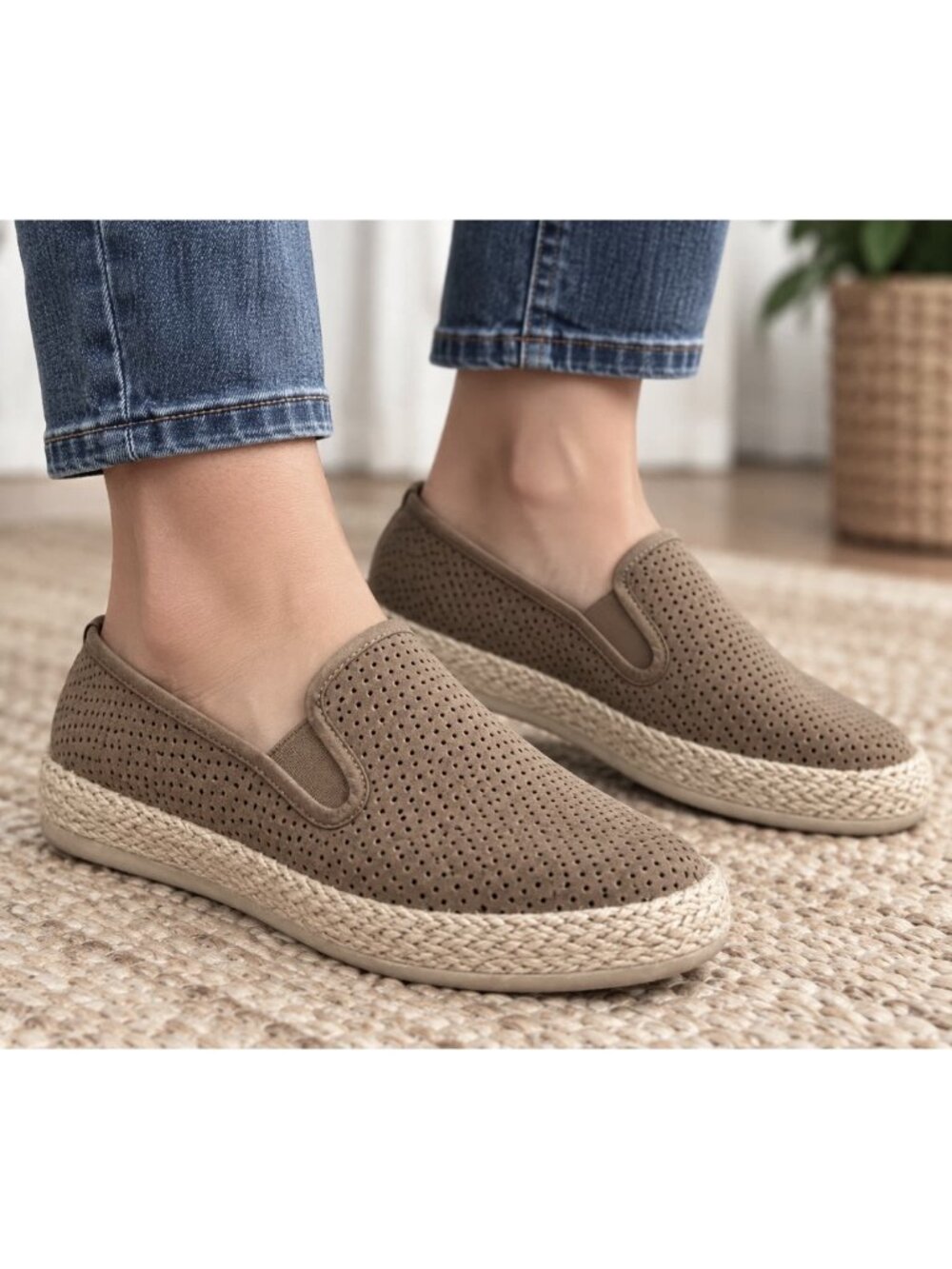 NEW Size 10 Women's Esprit Nadine Espadrille Slip On Shoes Elephant Tan Taupe